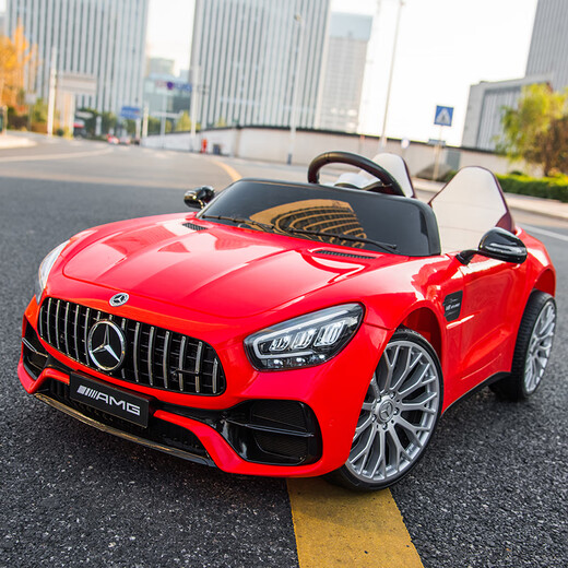 Haohazhi voiture électrique pour enfants voiture télécommandée à quatre roues peut accueillir deux personnes pour garçons et filles voiture jouet pour bébé améliorée en double entraînement électrique haute puissance rouge + batterie Tianneng 12 V + siège rigide + pas de télécommande