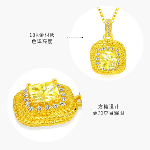 Mingzuan International 18K gold small sugar cube pendant female au750 pendant fashion trend inlaid neck ornaments as a birthday gift for girlfriend