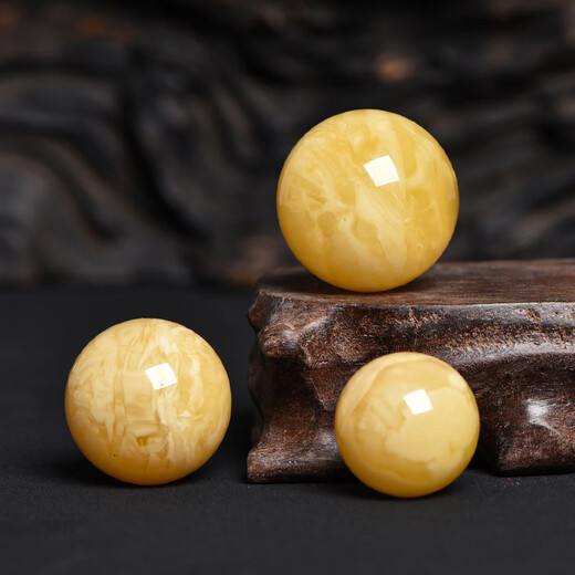 Zhio Roherz Russian Material Bienenwachs Große runde Perlen Single Perlen Vajra Bodhi Affenkopf Armband Kollarbone Anhänger mit Perlen ca. 16,4 mm Nummer 9276 Erden-großes Zertifikat