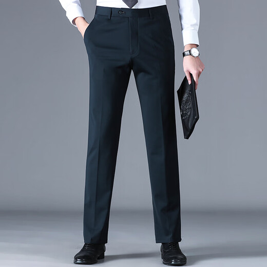 Pier Cardan trousers men's spring and summer thin middle-aged men's high elastic non-iron comfortable straight pants casual breathable suit pants F9906 blue 35 (2.8 feet waist)
