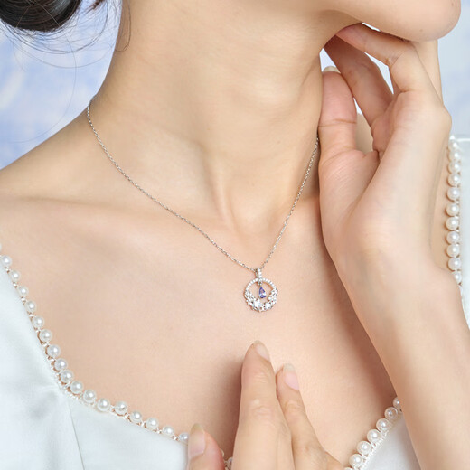 Huaiyin <Wangshu> original design tanzanite moon necklace sterling silver gentle star exquisite niche clavicle chain chain length about 40+4+4cm three sections adjustable