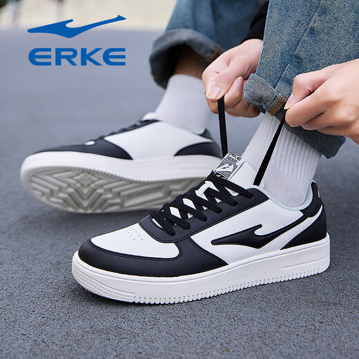 
Hongxing Erke men's shoes flagship store summer air force number one small white shoes men's casual trendy shoes student white breathable sports shoes microcrystal white/black 1477 41