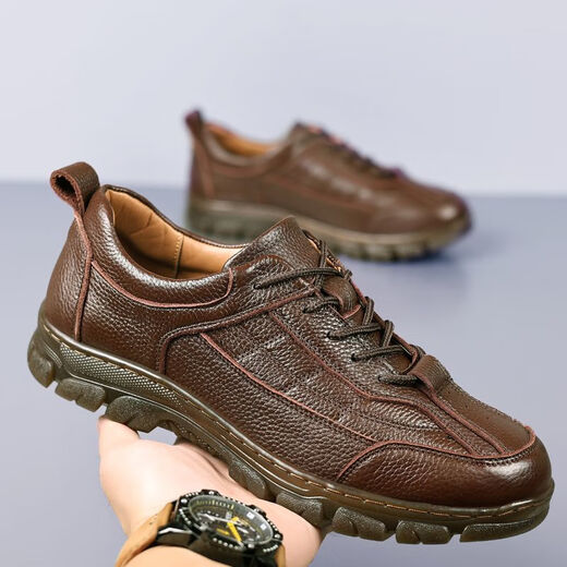 Région occidentale Camel 100% Top Layer Chaussures en cuir en cuir décontracté Chaussures en cuir de sport pour hommes Souppe à la semelle douce et à la semelle de bœuf Tendon de bœuf à usure Sole Sole Cuir Chaussures Jaune 9905 41