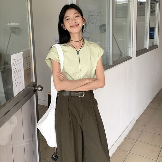 NJSKAKW爱与南希十三行2024夏原创新款圆领全棉小飞袖多色短袖T恤女12401 纯净白 均码