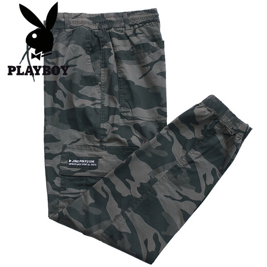 花花公子（PLAYBOY）春夏秋弹力裤子男宽松百搭潮流束脚迷彩工装休闲裤劳保工作裤男装 826款黄花夏装  四兜 束脚裤 薄 M 165号(95斤-110斤)