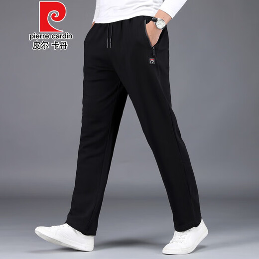 
Pierre cardin pure cotton sports casual pants men's autumn and winter thick loose straight knitted pants black [winter] ZP9928 plus velvet XL