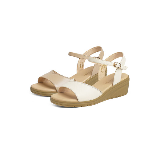 Rote Libellie-Fly Heeled Damens Sandalen 2025 Sommer Neues Kuhlatten-Ein-Streik-Frauenschuhe weiche Sohle bequeme Mutter Sandalen WJK25811 Bei White 37