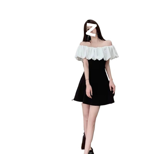 Fhhuabd One-Shoulder-Kleid 2024 Sommer neuer Stil Goldener Stil Lotus Blatthals Schlankes hip geschaltetes sexy Geburtstagskleid für Frauen 7374 Bilder S [vorgeschlagen 95 Jin [Jin gleich 0,5 kg] unten]