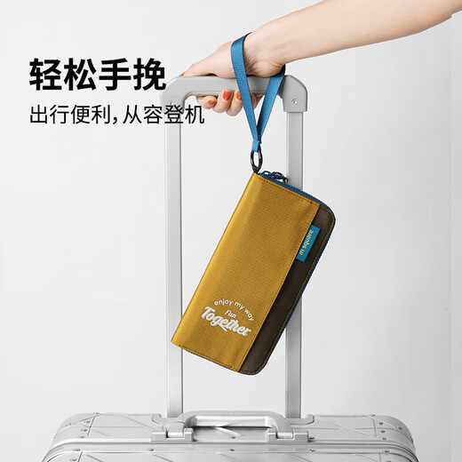 M square new product passport bag, ticket holder, document bag, overseas travel storage bag, portable multi-function bag, sand dune yellow