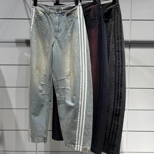阿迪达斯 （adidas）三叶草女子复古渐变效果水洗牛仔运动长裤JX9214/9212/9213 黑色JX9213 32