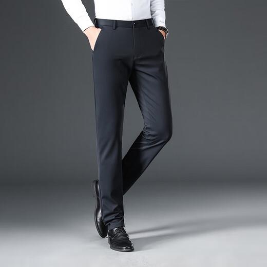 Jiumuwang 2022 Negro Pantalones casuales de hombres no hierro 6628 Negro 29