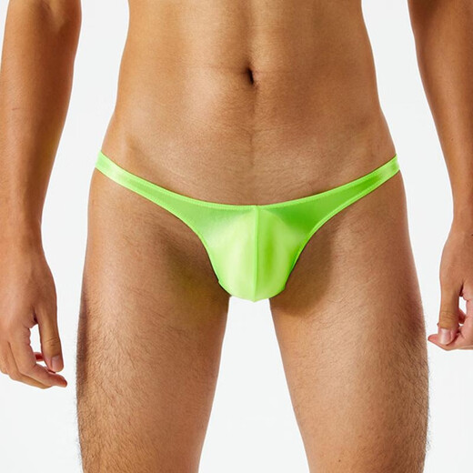 Body shaping men's large size low waist thongs, bright silky and glossy ultra-thin transparent sexy pants, high elastic tight underwear, gray M size suitable for 90-110Jin [Jin equals 0.5 kg]