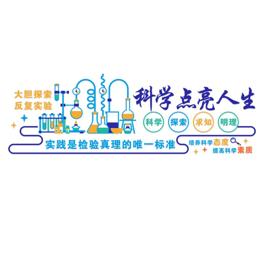承琉科学实验室文化墙贴初高中学校物理化学生物教室布置背景墙面装饰 3893A款 大