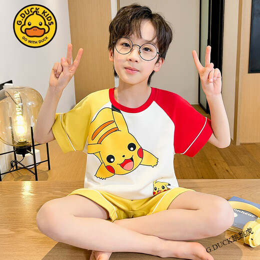 G.DUCKKIDS小黄鸭儿童睡衣男童夏季短袖纯棉薄款猫和老鼠中大童卡通男孩家居 短袖套Z6628#奥特曼 170 14码【建议身高125-135cm】