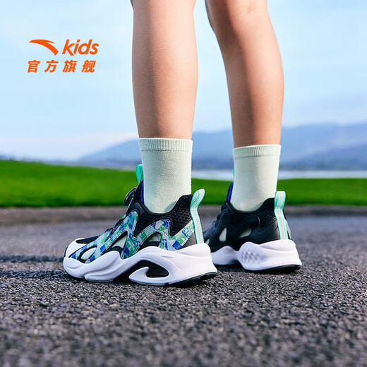ANTA Children's Sandals Men's Big Children's Shoes 2026 Summer New Overbearing Frame Shoes Sports Shoes Baotou Beach Sandals Boys Black/Ruoye Green-4 37