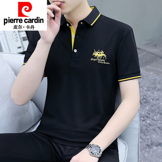 皮尔卡丹（pierre cardin）夏季短袖polo衫男潮牌刺绣领子t恤时尚百搭薄款纯色男ins翻领 白色 s5012 M  95-115斤