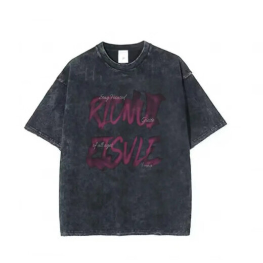 Opeodly American High Street Trendy Brand T-shirt à manches courtes pour garçons Retro Retro Trendy Casual Washing