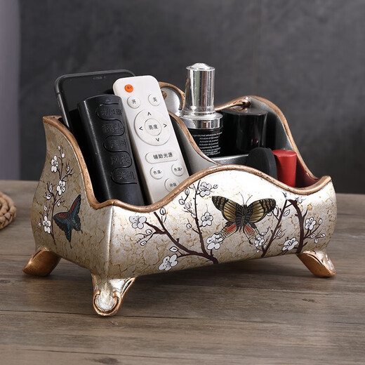 
Tira European style living room storage box light luxury tea table mobile TV remote control storage creative office desktop miscellaneous box 1047 Blue Warbler Blossom G style