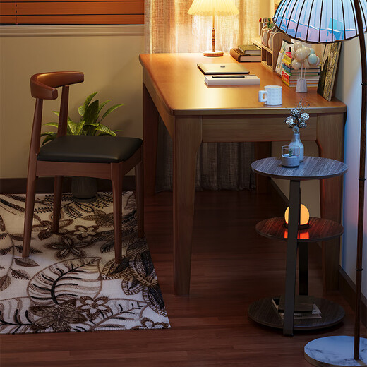 Marku Liangpin solid wood desk small apartment student simple writing desk study table X2508 walnut color 100*50*75