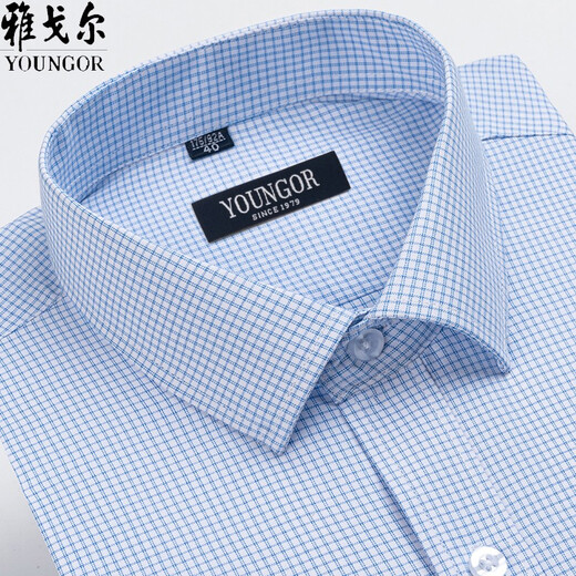 Yager long-sleeved shirt for men 2025 spring and autumn pure cotton free ironing middle-aged casual high-end striped formal shirt 6623 38 Suggested 70-95 Jin [Jin equals 0.5 kg]