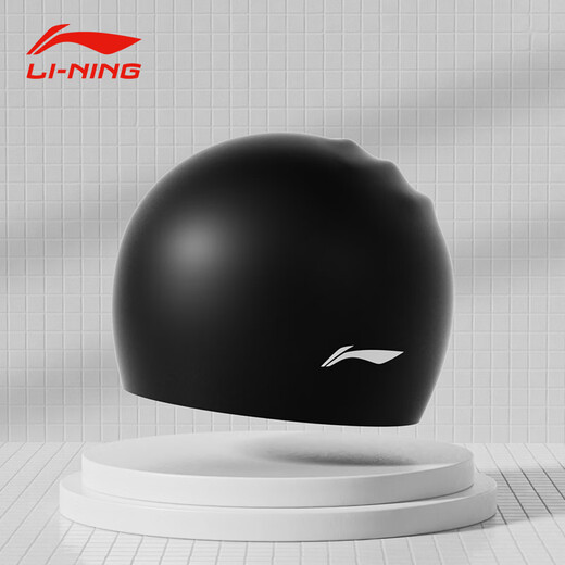 Li Ning (LI-NING) swimming cap for men and women universal silicone waterproof and non-slipping long hair comfortable and fashionable ear protection adult professional training swimming [waterproof and anti-slip particles] black
