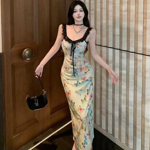 Robe à suspension imprimée Rongxitu Robe imprimée à la taille douce et épicée