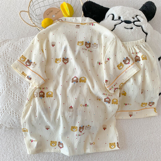 睡衣女夏季短袖云朵棉夏天女士2025年新款学生可爱卡通家居服套装 QDMBE682 L (165) 建议体重110斤以内