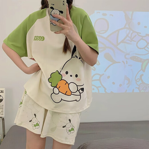 京濮飞夏季卡通甜美睡衣薄款两件套家居服广州十三行 687萝卜快跑 均码 4XL码【建议172-200斤】