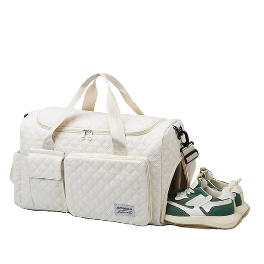 Travel bag women's handbag large capacity light portable to be delivered storage short-distance swimming fitness packaging clothes duffel bag rice white