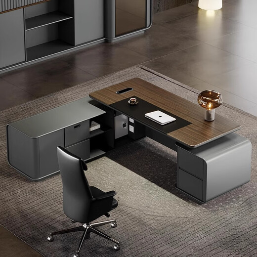 Ao Senming boss desk desk simple modern chairman president desk solid wood painted table and chair combination general manager executive desk 1.8 meters single cabinet boss desk