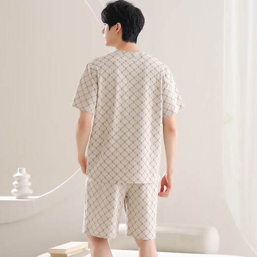 雅鹿夏季男士睡衣莫代尔男款冰丝男式大码青少年网红风家居服夏天 01T9721男 L