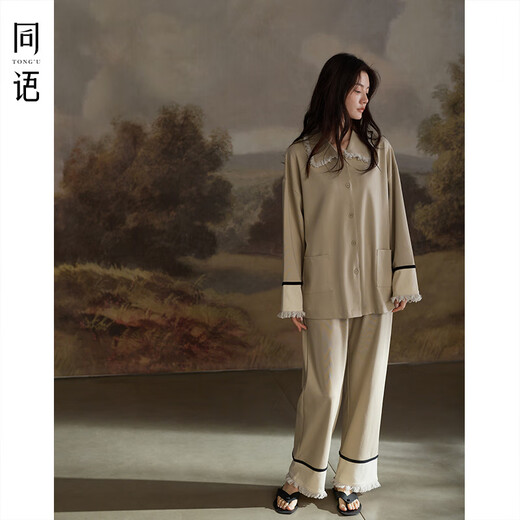 同语睡衣女莫代尔棉春夏季长袖家居服女士时尚可外穿新款宽松套装 女士-M3884 M 160(身高155-163cm，体重90-1