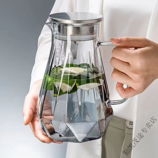 Qinkai High Temperature Resistant Diamond Teapot Glass Water Cup Living Room Kettle Cup Cup Holder Light Luxury Home Set Ashes One Pot Six Cups + Tray