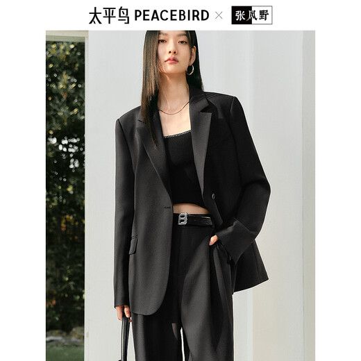PEACEBIRD Women's Small Blazer Women's Spring Ladies Small Blazer Simple Workplace Black M