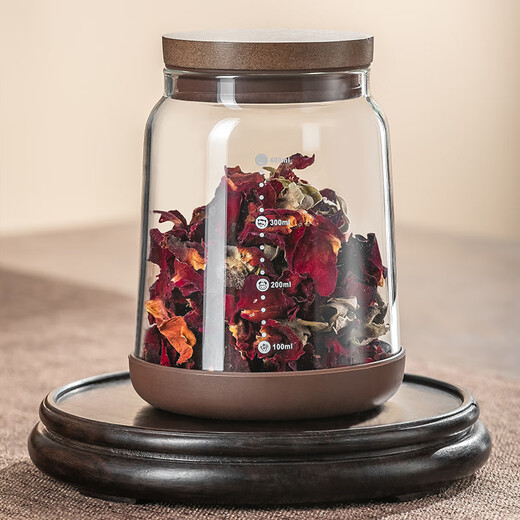 Genas glass tea jar transparent sealed jar household high-end storage tea storage jar coffee bean powder white sugar storage bottle