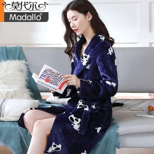 
Modal brand 2024 new autumn and winter coral velvet nightgown for women thickened warm medium-length flannel nightgown bathrobe light gray bathrobe Y719 M (recommended 100 Jin [Jin equals 0.5 kg])