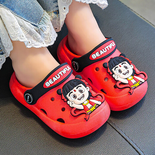 G.Duckkids Little Yellow Duck Nezha Niños Aguacitos Cañas Niños Anti-Slip 2025 Summer NUEVA NUEVA Sandalias Baby Boy Indoor Nezha-Red 21