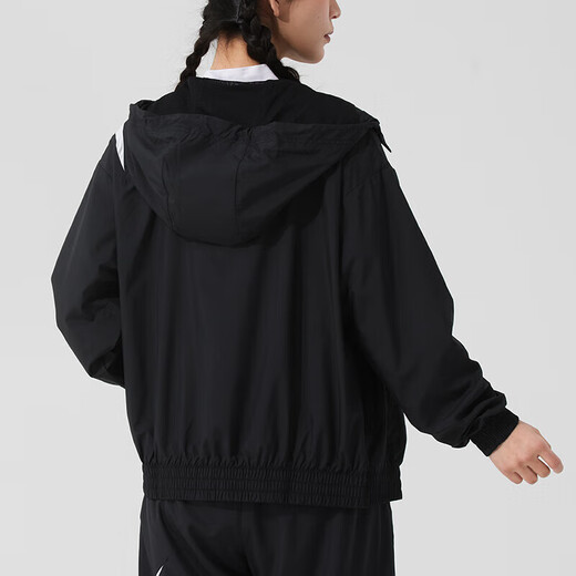 耐克（NIKE）女子大勾撞色运动套装 2025夏季跑步健身训练服潮流时尚休闲衣裤 聚酯纤维 黑白连帽夹克外套 上装 M