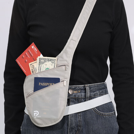Huayu Qimeng Antift Sac Certe Ajustement Sac de taille voyage à l'étranger Sports Européens Hommes et femmes Invisible Sac de passeport mince Portefeuille Antift Portefeuille et femmes Gray [Invisible Ferme Ajustement anti-vol] All-Code