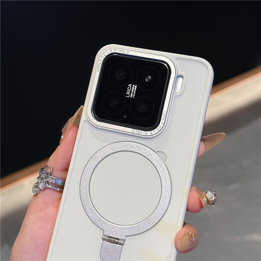 Pinaiyou is suitable for Xiaomi 14 mobile phone case, simple solid color magnetic charging stand, xiaomi15pro skin-feeling silicone anti-protective cover, 13por metal frame hard shell for men and women, new style, milk tea color, Xiaomi 15