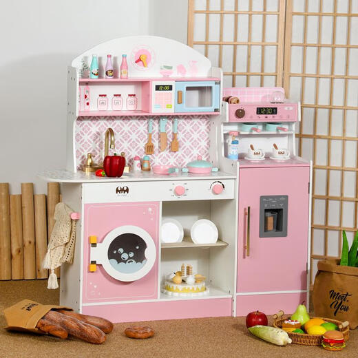 Xuanyong Kindergarten Children's House Kitchen Toys Wooden Simulation Kitchenware Refrigerator Coffee Machine Boy and Girls Birthday Gift Coffee Refrigerator Kitchen
