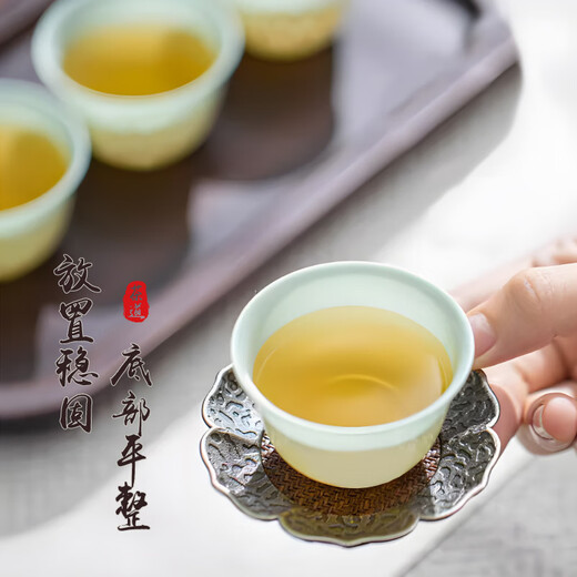 Shuimi high-end imitation jade disposable kung fu tea cup for home office and entertaining guests, thickened and high temperature resistant tea cup, cup holder 1 thickened and anti-scalding