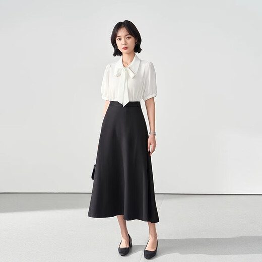 Lady Bird black professional skirt female interview autumn and winter high-end suit a-line skirt umbrella skirt commuting formal skirt commuting