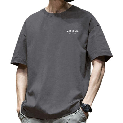 真维斯（Jeanswest）纯棉重磅重磅港风纯色纯棉宽松美式潮流时尚新款T恤短袖男士半袖 白色1342 L