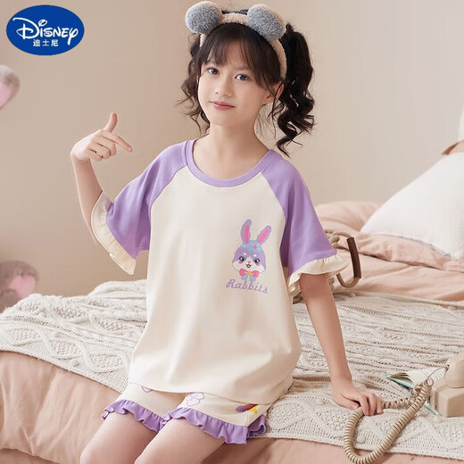 迪士尼（Disney）甜美可爱女童家居服套装优质棉少女款夏季短袖短裤甜美睡衣女孩 687莫代尔 85 童10码 建议身高85-95CM