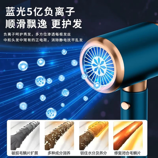 The same German quality hair dryer as Xiaomi Snail, home dormitory, silent negative ion, high power, no harm to hair, 3000W high-speed hair dryer, hair salon, high wind power, hair salon, barber shop, Xinyi Flash Silver Blue Ultimate Edition 3000w-smart gift box