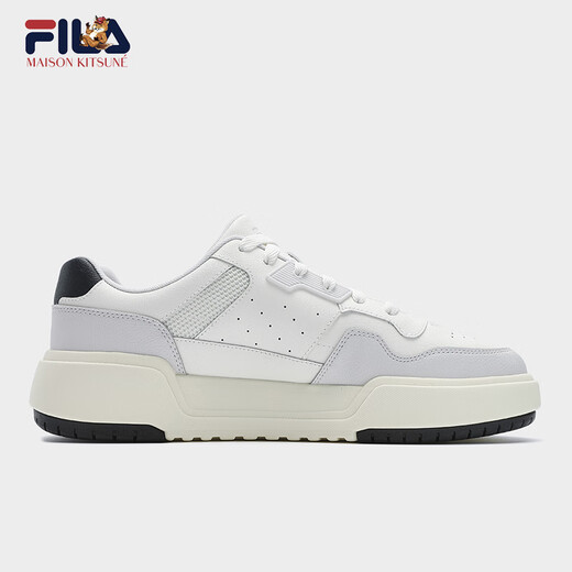 斐乐（FILA）【黄景瑜同款】男鞋小狐狸板鞋2025夏季新款方块鞋休闲鞋 雪白/雨雾灰-WN 42