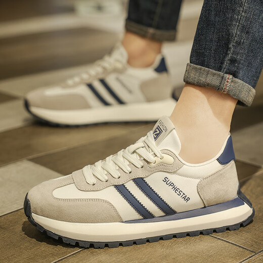 Leichte Luxus-Herrenschuhe 2025 Frühlings- und Sommer Neu atmungsablöschbarer Kleidung-resistente Sportschuhe für Herren-Vater-Schuhe erhöhten Freizeitschuhe für Männer 6629 Weiß und Blau [Mesh]-Hochzeits-Männerschuhe 41
