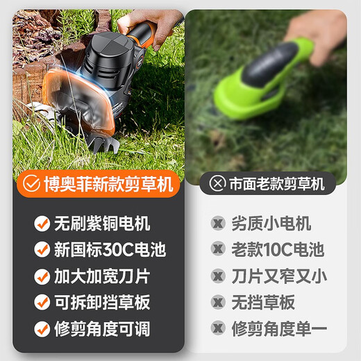 Small lawn mower, household electric handheld multi-function hoe, lawn trimmer, lithium-ion grass cutting and weeding artifact, brushless trimming king 1098TV, one battery life 2.0