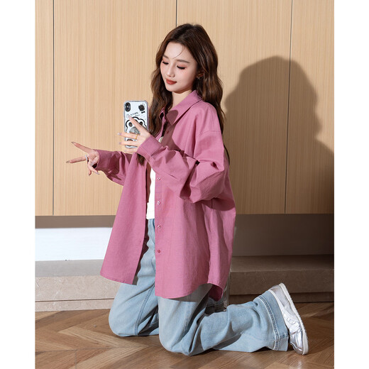 TonLion 2025 Spring Women's Lapel Left Chest Pattern Long Sleeve Shirt